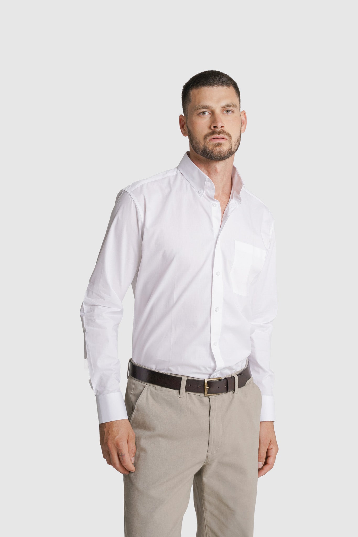 CAMISA POPELINE REGULAR FIT BRANCA LISA MR. BLUE