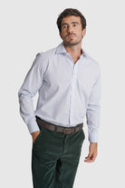 CAMISA DOBBY CLASSIC FIT AZUL ÀS RISCAS MR. BLUE
