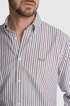 CAMISA FIL-A-FIL REGULAR FIT VERDE ÀS RISCAS MR. BLUE