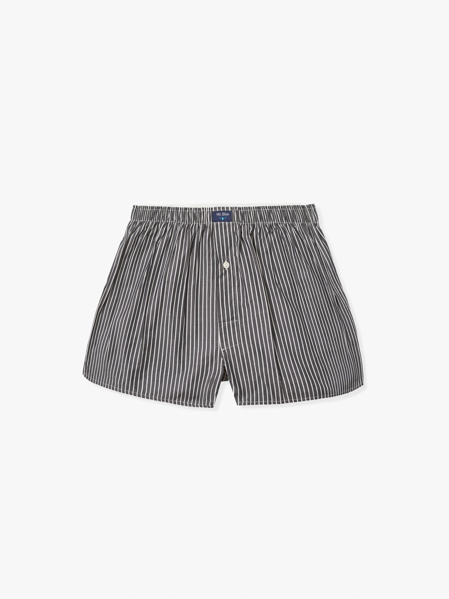 BOXERS ALGODÃO CLASSIC FIT CINZENTOS ÀS RISCAS MR. BLUE