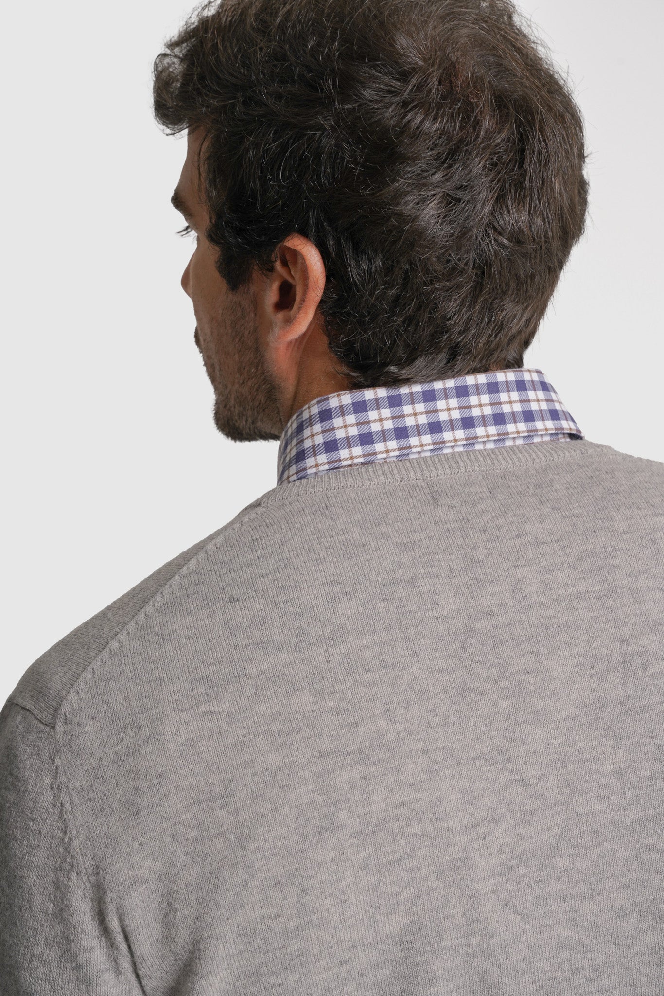 PULLOVER LÃ REGULAR FIT CINZENTO LISO MR. BLUE