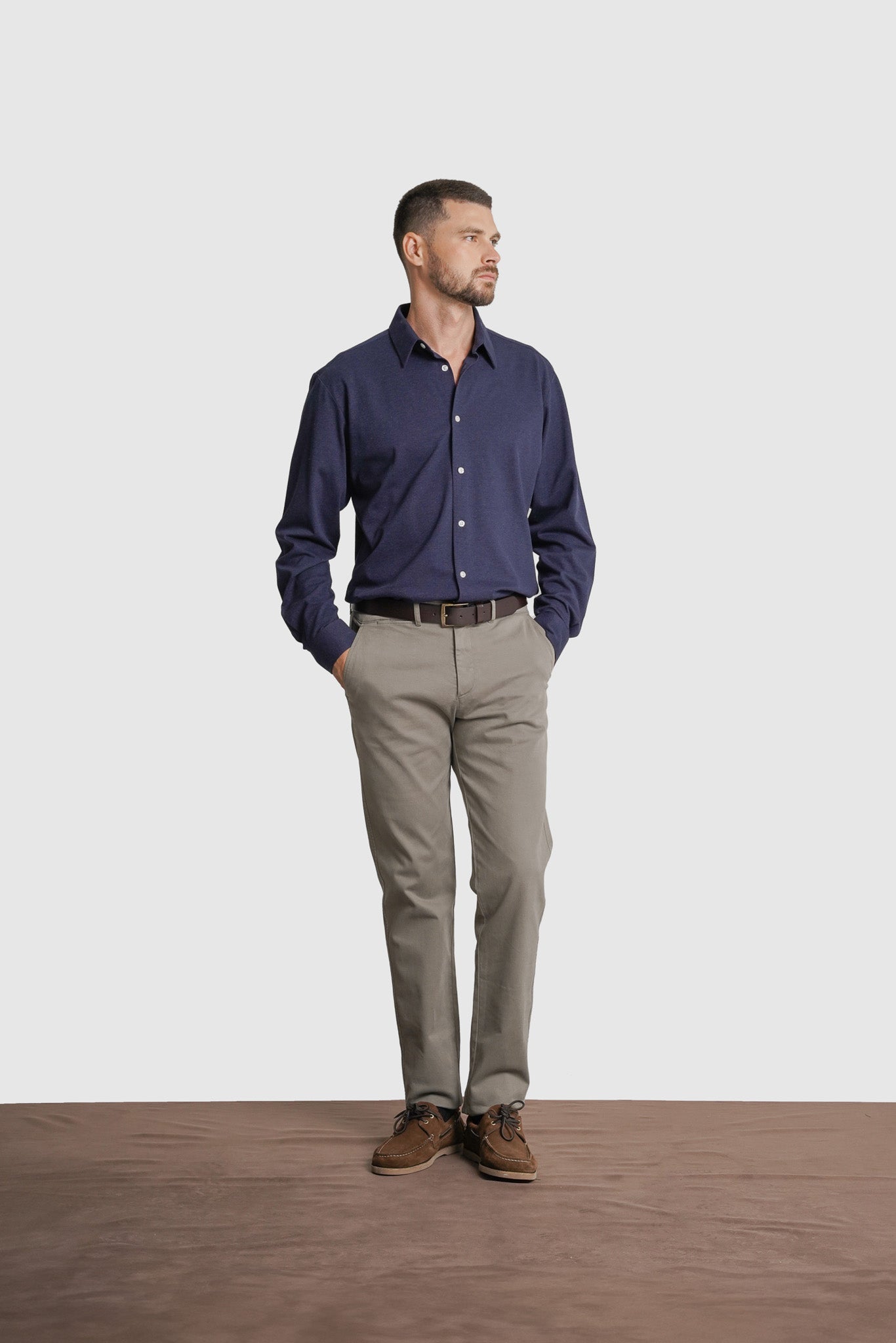 CAMISA PIQUET TAILORED FIT AZUL LISA MARK BELLUCCI