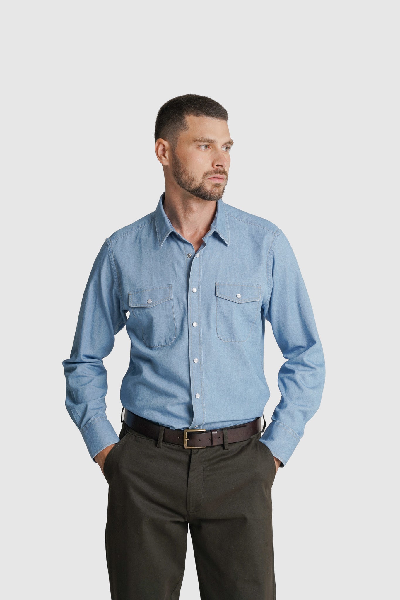 CAMISA GANGA REGULAR FIT AZUL LISA MR. BLUE
