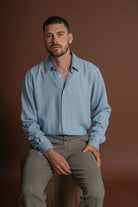 CAMISA GANGA TAILORED FIT AZUL LISA MARK BELLUCCI