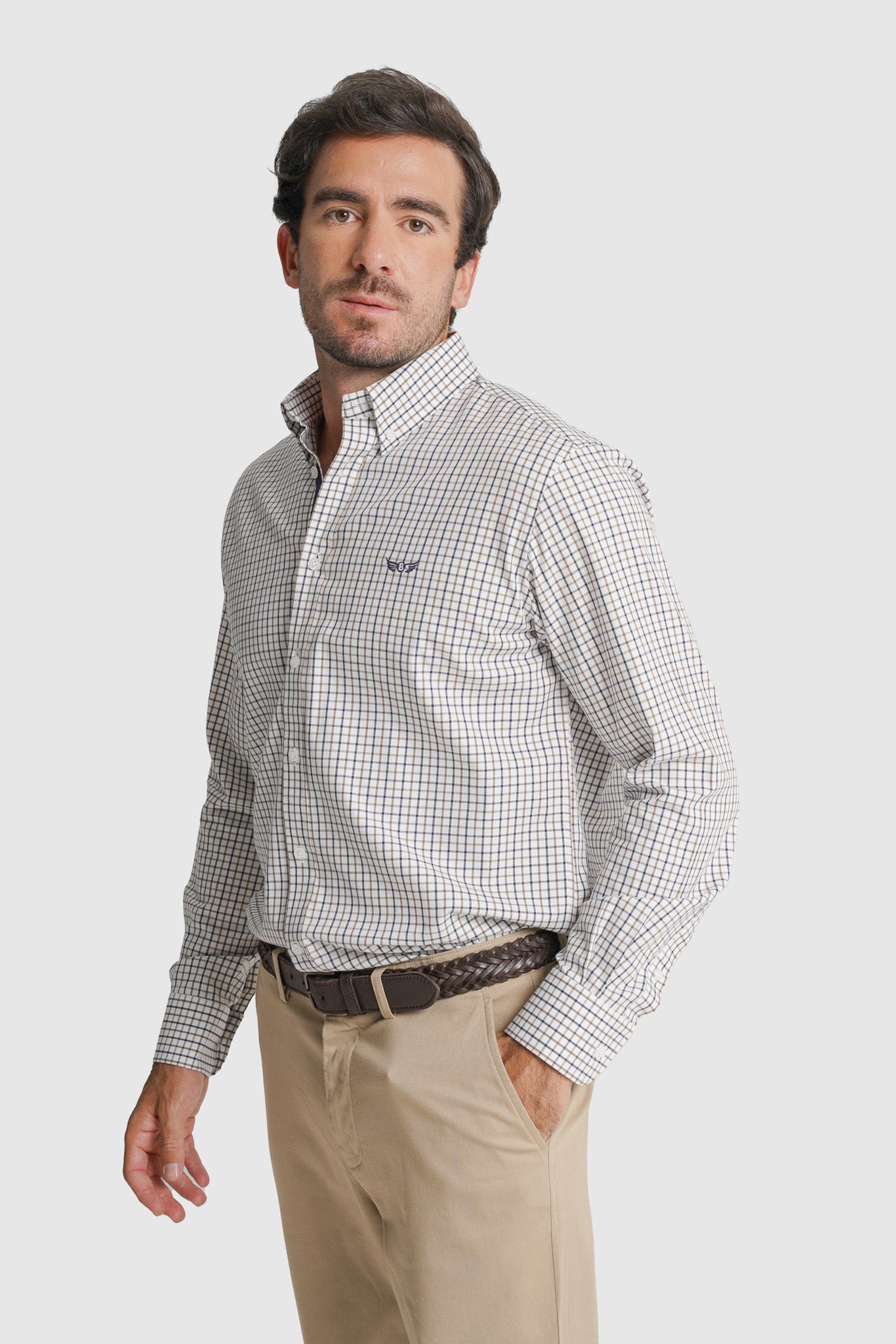 CAMISA TWILL REGULAR FIT BRANCA AO QUADRADO MR. BLUE