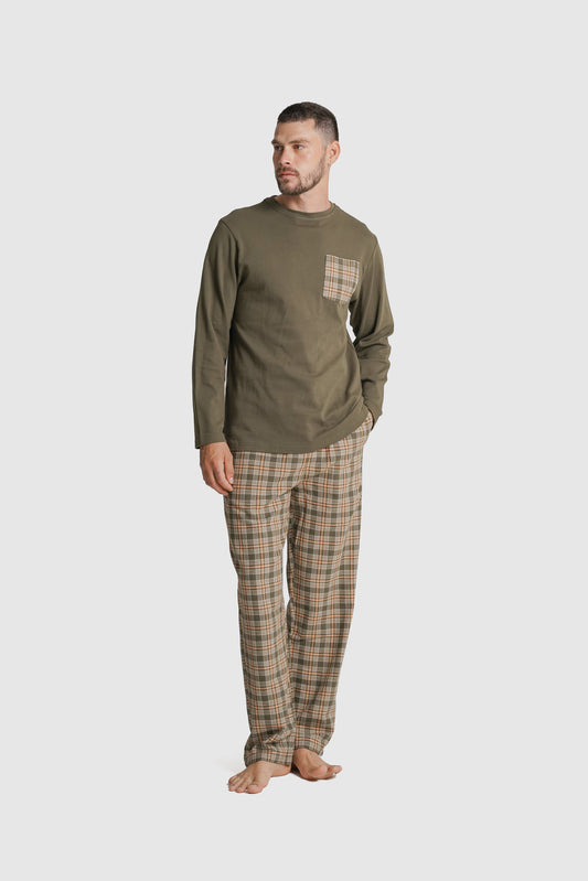 PIJAMA ALGODÃO REGULAR FIT VERDE AO QUADRADO MR. BLUE