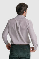CAMISA ALGODÃO REGULAR FIT CASTANHA ÀS RISCAS MR. BLUE