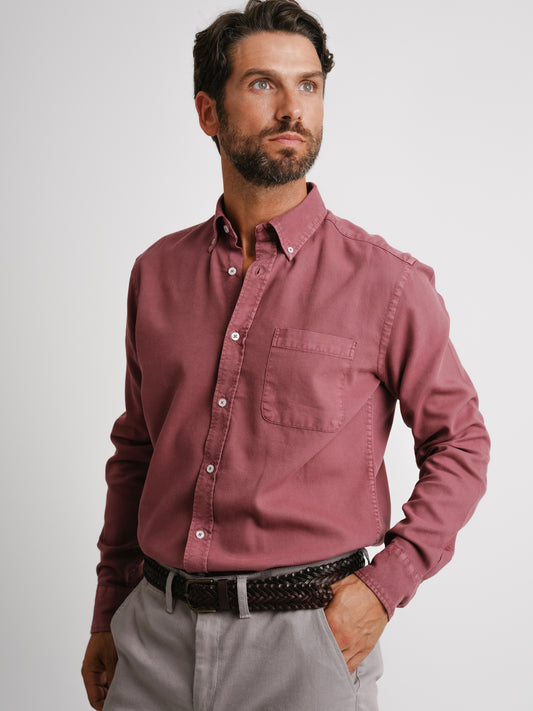 Camisa Regular Fit Estruturada Vermelha