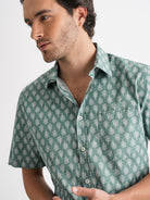 Regular Fit Green Poplin Shirt Mr. Blue