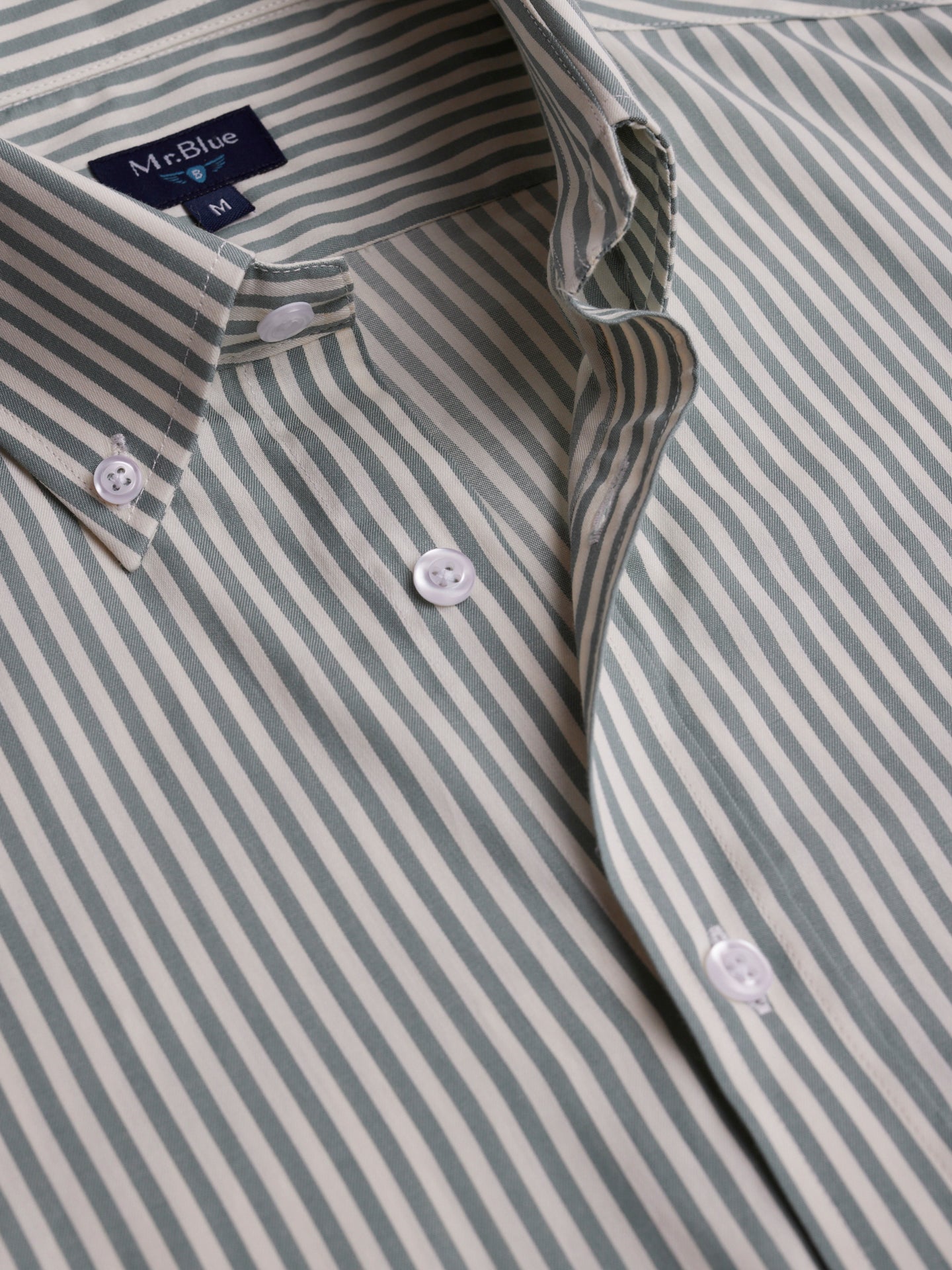 Camisa Regular Fit De Sarga Verde Mr. Blue