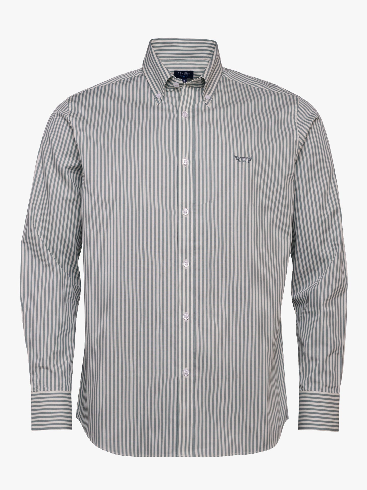 Camisa Regular Fit De Sarga Verde Mr. Blue