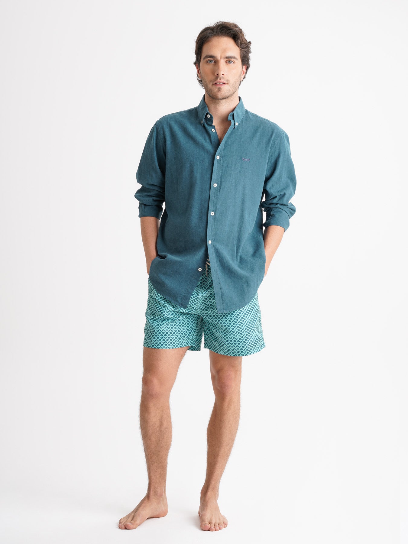 Regular Fit Blue Linen Shirt Mr. Blue